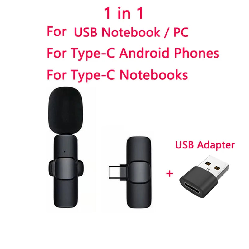 Wireless Lavalier Microphone Audio Video Recording Mini Mic for Iphone Ipad Android Laptop Live Gaming Mobile Phone Microphone