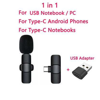 Wireless Lavalier Microphone Audio Video Recording Mini Mic for Iphone Ipad Android Laptop Live Gaming Mobile Phone Microphone