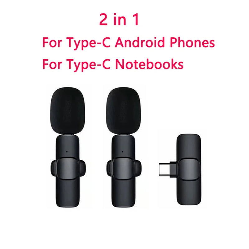 Wireless Lavalier Microphone Audio Video Recording Mini Mic for Iphone Ipad Android Laptop Live Gaming Mobile Phone Microphone