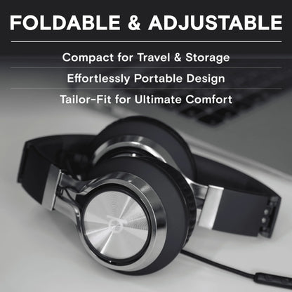 CL750 Wired Headphones with Microphone, On-Ear Head Phones with Mic, Black