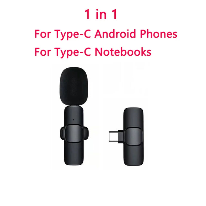 Wireless Lavalier Microphone Audio Video Recording Mini Mic for Iphone Ipad Android Laptop Live Gaming Mobile Phone Microphone