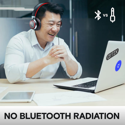CL750 Wired Headphones with Mic & Volume Control — Noise Isolating On-Ear Headphones for Computer and Laptop Wired, Plug in Corded Headphone over Ear with Wire (Foldable, Aux Jack 3.5Mm)