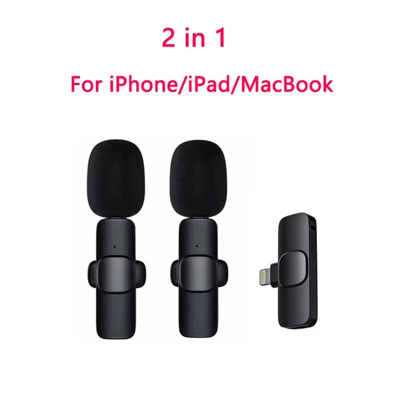 Wireless Lavalier Microphone Audio Video Recording Mini Mic for Iphone Ipad Android Laptop Live Gaming Mobile Phone Microphone