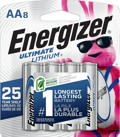 Ultimate Lithium AA Batteries (8 Pack), 1.5V Lithium Double a Batteries