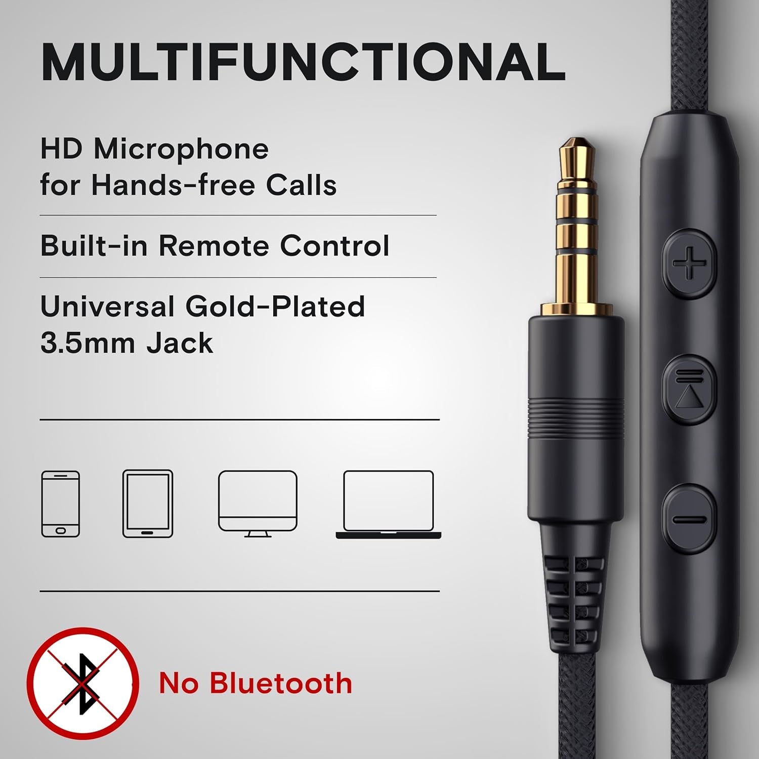 CL750 Wired Headphones with Mic & Volume Control — Noise Isolating On-Ear Headphones for Computer and Laptop Wired, Plug in Corded Headphone over Ear with Wire (Foldable, Aux Jack 3.5Mm)