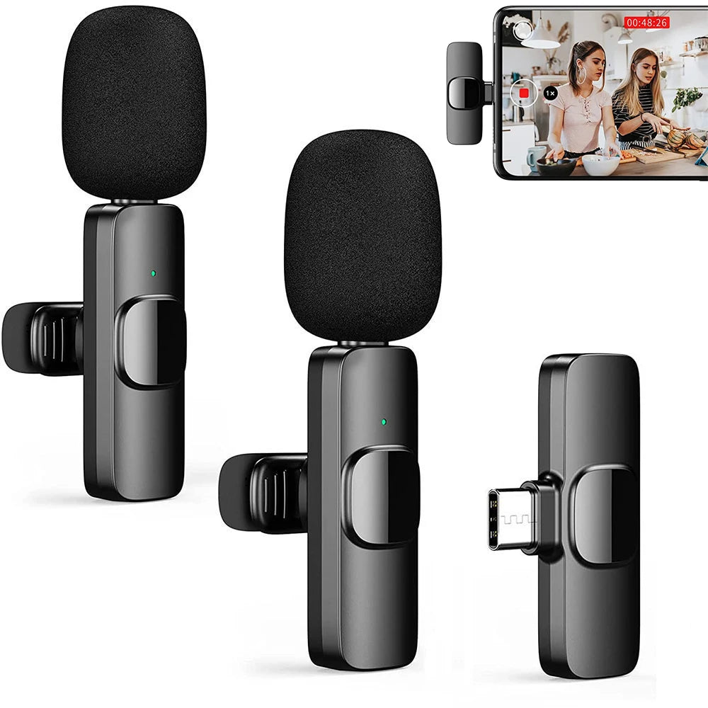 Wireless Lavalier Microphone Audio Video Recording Mini Mic for Iphone Ipad Android Laptop Live Gaming Mobile Phone Microphone