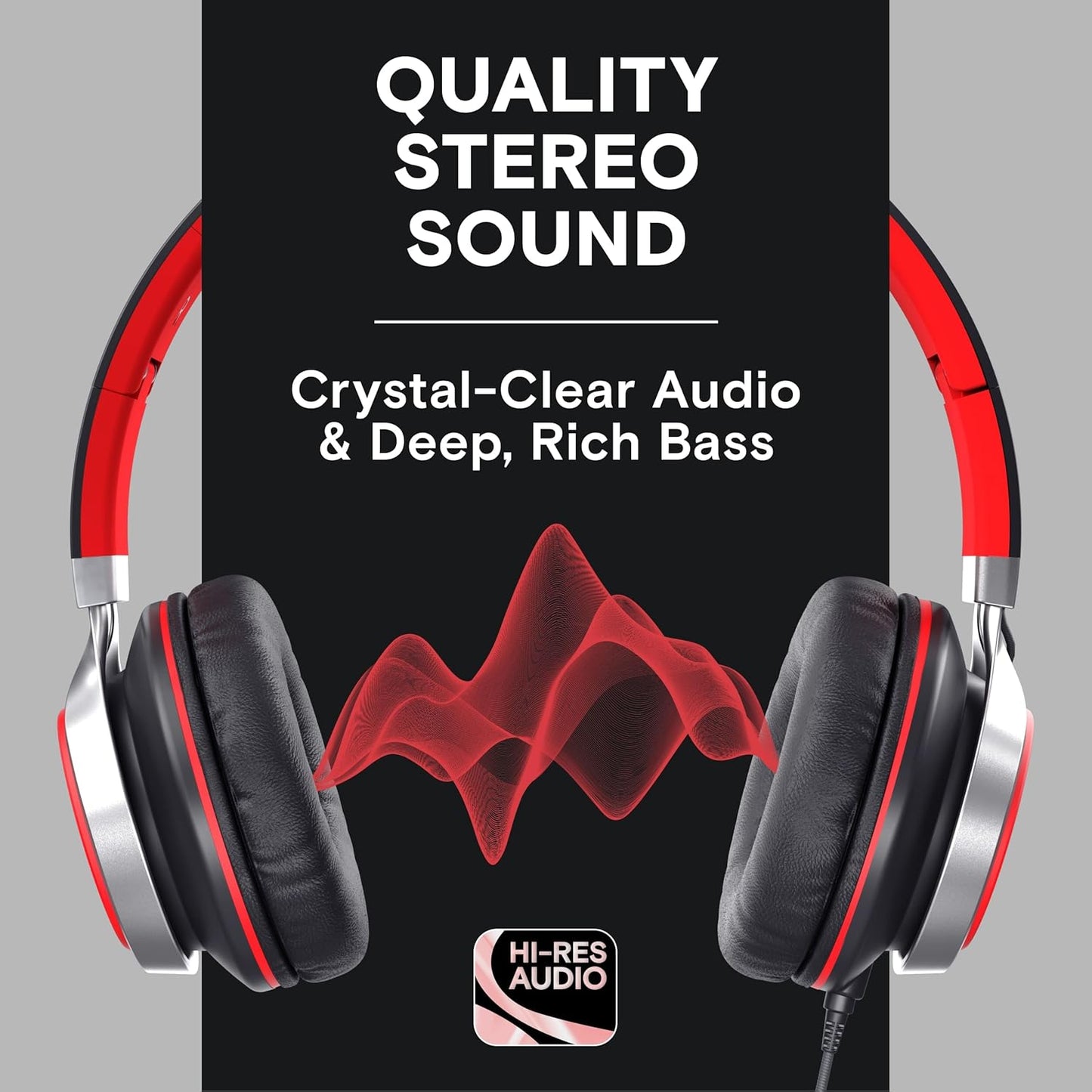 CL750 Wired Headphones with Mic & Volume Control — Noise Isolating On-Ear Headphones for Computer and Laptop Wired, Plug in Corded Headphone over Ear with Wire (Foldable, Aux Jack 3.5Mm)