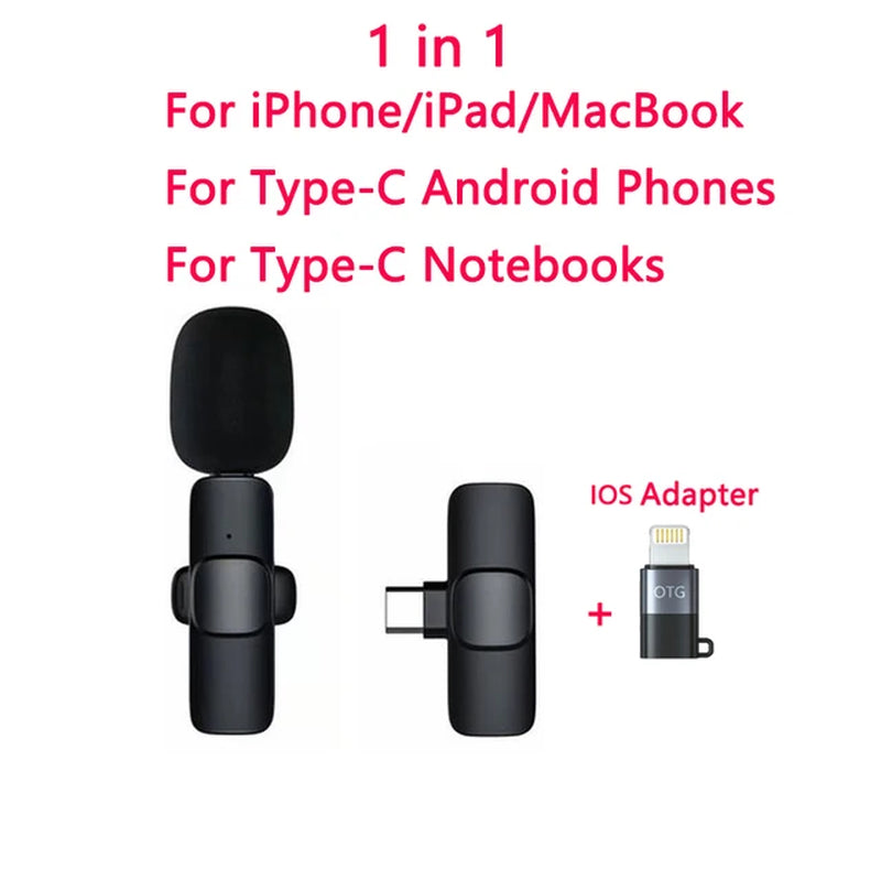 Wireless Lavalier Microphone Audio Video Recording Mini Mic for Iphone Ipad Android Laptop Live Gaming Mobile Phone Microphone